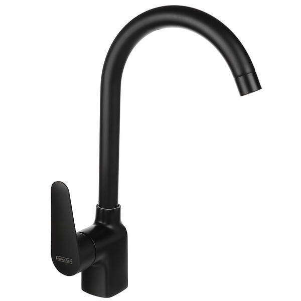 Союзкран смеситель для кухни, поворотный излив, керам. картридж 35мм, черный, цинк, sk01-r105