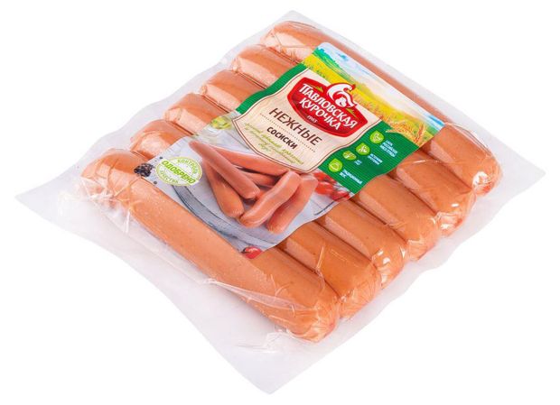 

Сосиски Павловская курочка Нежные из мяса птицы вареные охлажденные