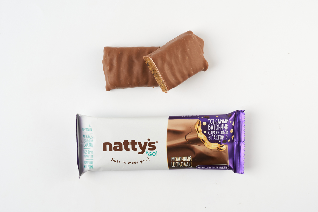

Батончик Nattys&Go! Crispy шоколадный с арахисом карамелью и изюмом 45 г