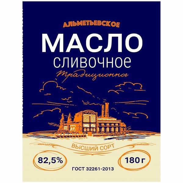 Масло Альметьевское Традиционное сладко-сливочное несолёное 82.5%