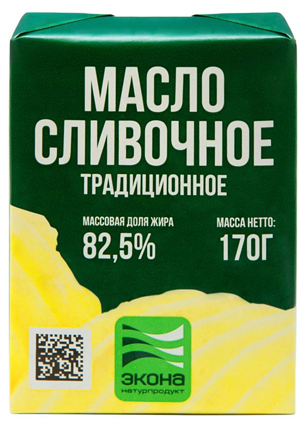 

Масло сливочное Экона Традиционное высшего сорта 82.5%, 170г
