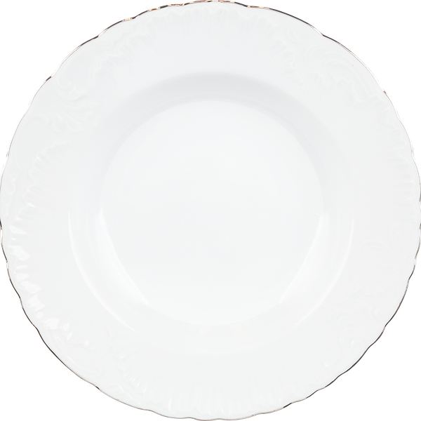 Тарелка суповая Cmielow Rococo 22,5см платиновая отводка, фарфор