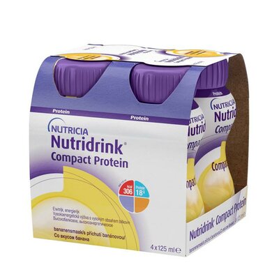 Смесь для энтерального питания жидкая Нутридринк (Nutridrink) Компакт Протеин (Compact Protein) банан 125 мл 4 шт.