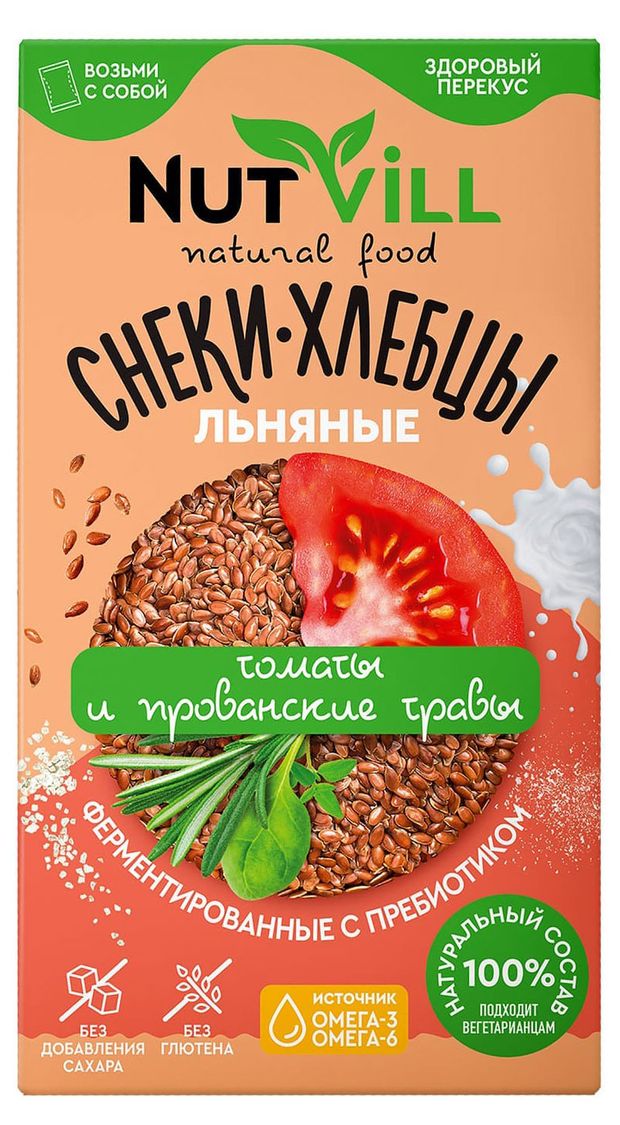 

Снеки-хлебцы льняные NutVill cо вкусом томата и прованских трав 70 г