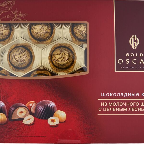 Конфеты набор молочный шоколад и лесной орех Gold Oscar