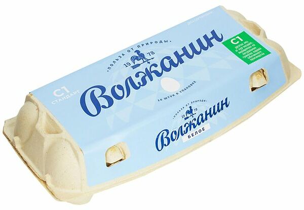 Яйцо Волжанин куриное белое С1 10шт, 600 г