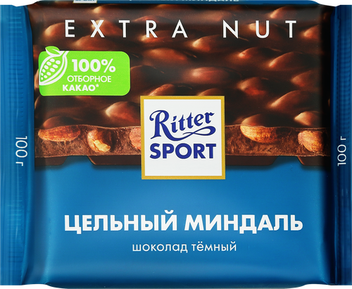 

Шоколад тёмный Ritter Sport Цельный миндаль 100 г