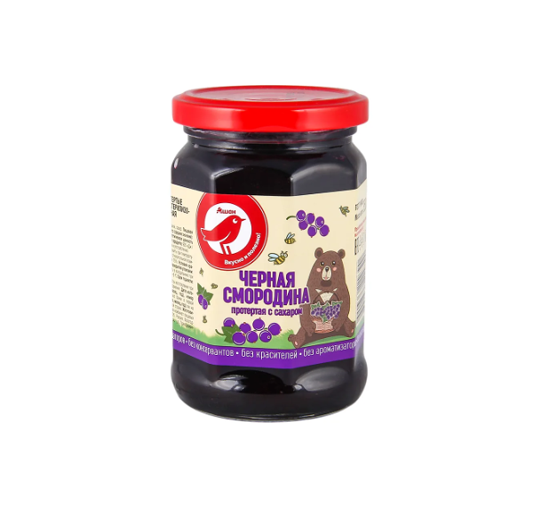 Черная смородина АШАН Золотая птица протертая с сахаром