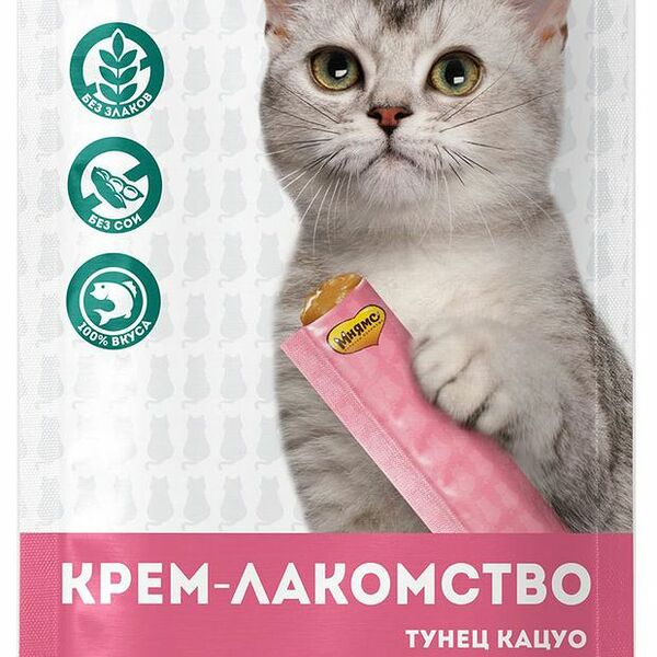 Мнямс Крем-лакомство для кошек Тунец Кацуо, 15 г х 4 шт.