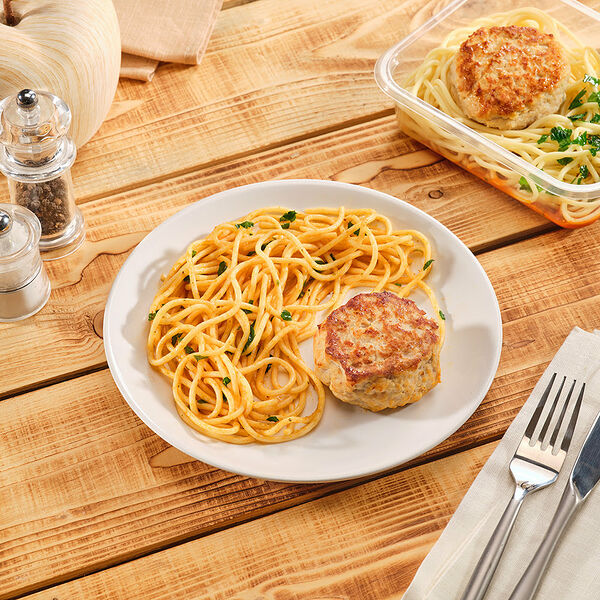Биточек куриный Рестория Шеф со спагетти 250г