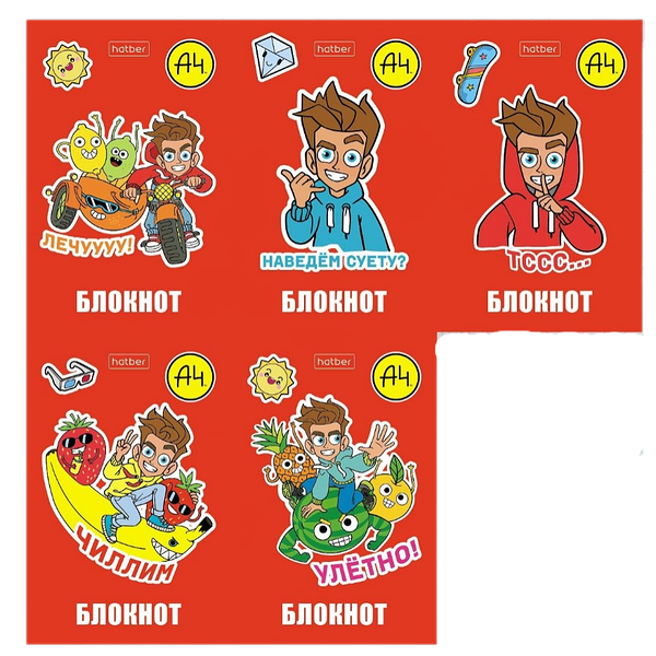 Блокнот Hatber Влад А4 3-цветный блок клетка А7, 65х100 мм, 48 л в ассортименте