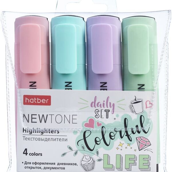 Набор текстовыделителей Hatber Newtone pastel 4 цвета