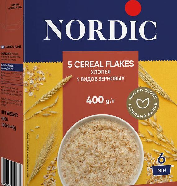 Хлопья Nordic 5 видов зерновых 400 г