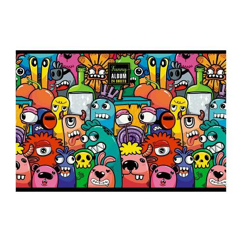 Альбом для рисования А4 24 листа Куча монстров скрепка в ассортименте