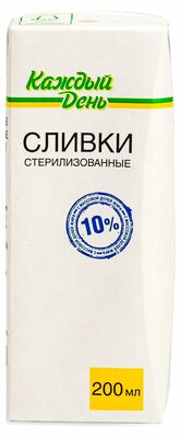 Сливки Каждый день стерилизованный 10%, 200 мл