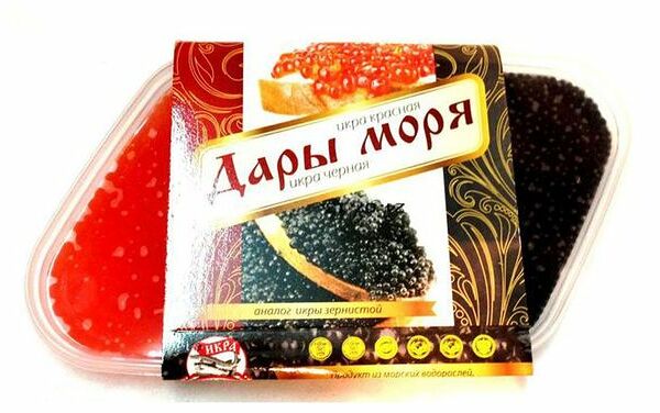 Икра из морских водорослей Дары моря, красная и черная, двойная