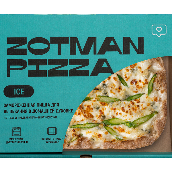 Пицца Zotman Сырная со спаржей Продукт замороженный 390г