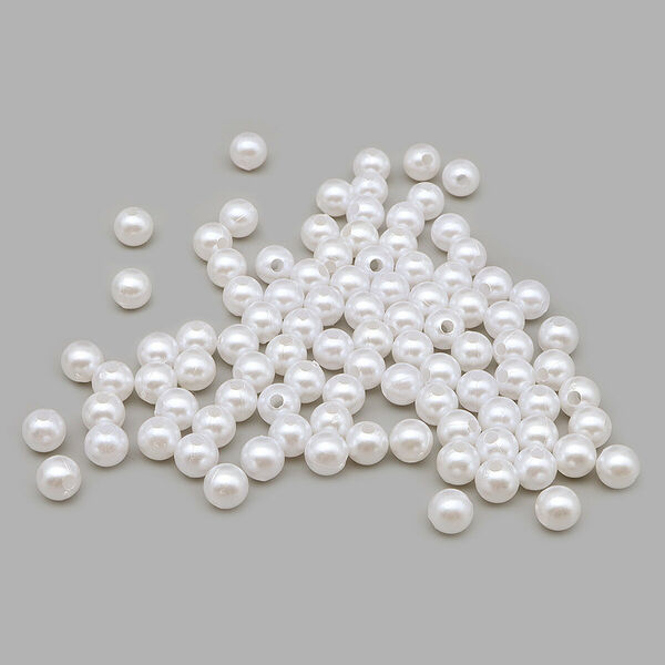 MH.КР.08 Бусины пластиковые, 'жемчуг', цветные, круглые, 8мм, 25гр, Astra&Craft(MH.КР.08.033.02 белоснежный)