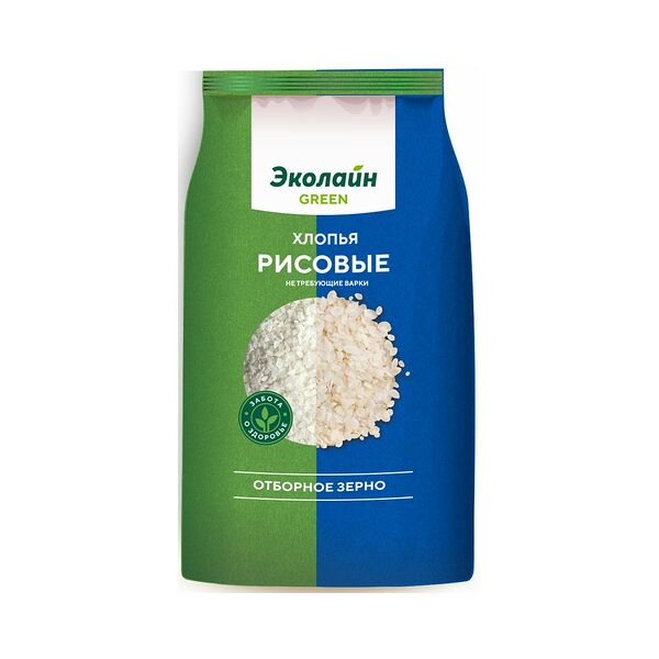 Хлопья рисовые Эколайн GREEN не треб варки 380г