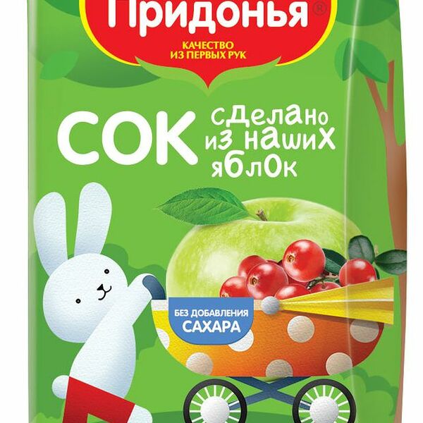 Сок Сады Придонья Яблоко, клюква осветленный восстановленный, с 6 месяцев 125 мл