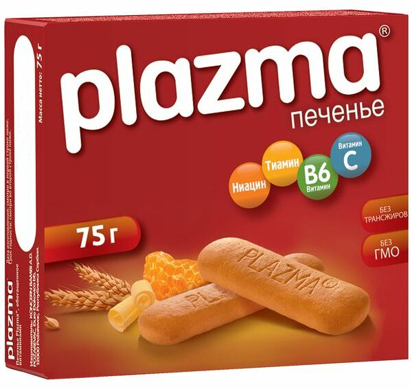 Печенье Plazma обогащенное витаминами, 75г