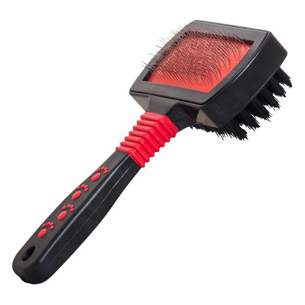 Щетка-пуходерка для животных Homepet Silver Series пластиковая двухсторонняя, 17.5х10.5см