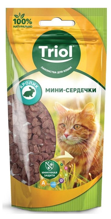 

Лакомство для кошек Triol мини-сердечки кролик 40 г