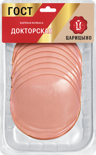 Колбаса вареная ЦАРИЦЫНО Докторская ГОСТ, категория А, нарезная, 200г