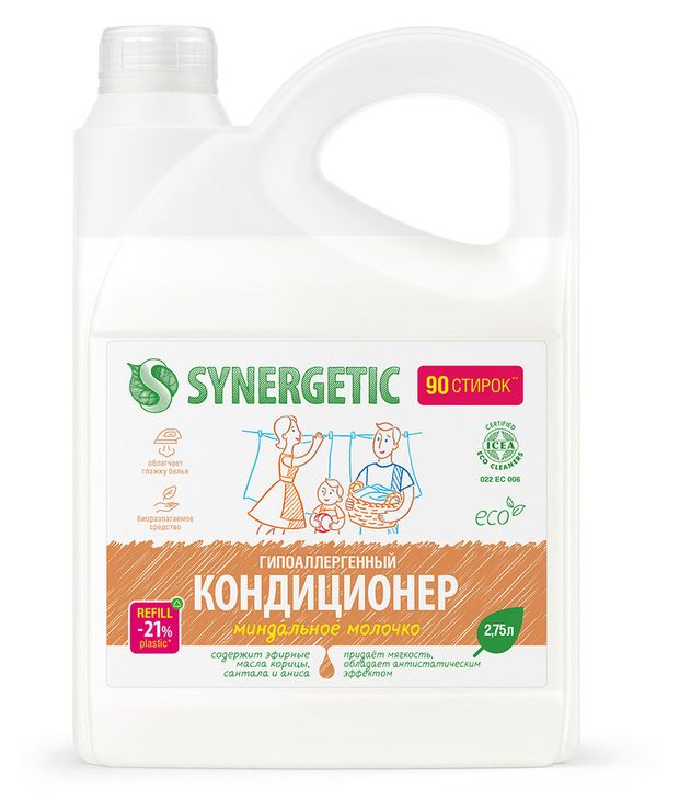 

Кондиционер для белья Synergetic Миндальное молочко 2,75 л