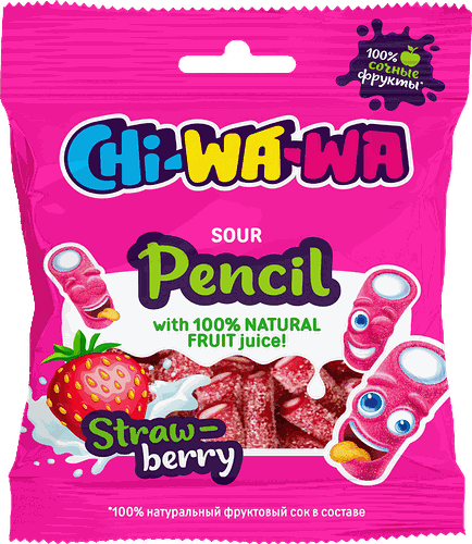 Мармелад Chi-Wa-Wa карандаш кислый со вкусом клубники, 60 г