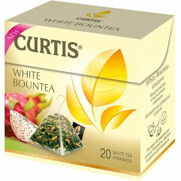 Чай белый листовой white bountea (вайт бунтеа) ТМ Curtis (Кертис), 20 х 1,7 г