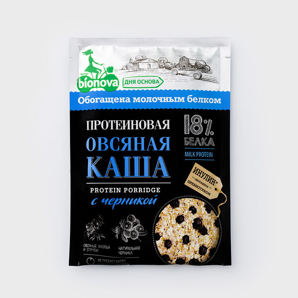 Каша овсяная протеиновая Bionova с черникой, 40г