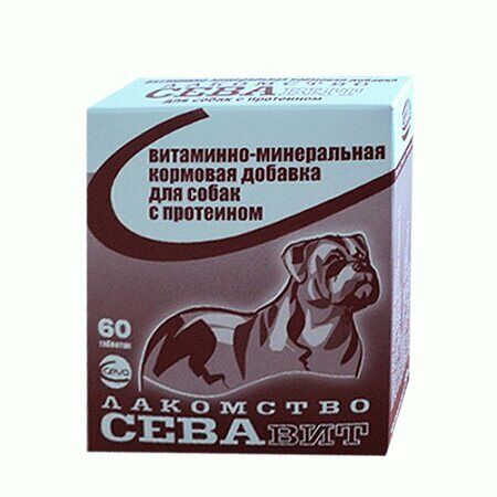 Витаминно-минеральная кормовая добавка СЕВАвит для собак с протеином 60 таблеток 200г