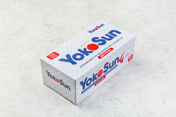 Салфетки детские бумажные YokoSun в коробке 2-х слойные, 200 шт._РП