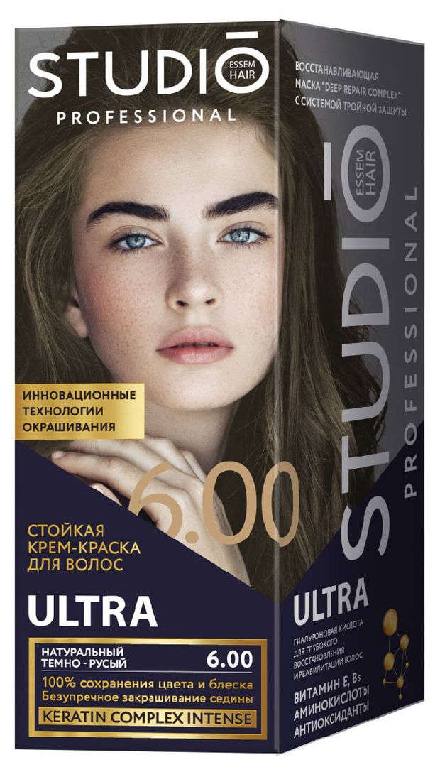 

Cтойкая крем-краска для волос Studio Ultra т.6.00 Натуральный темно-русый 115 мл