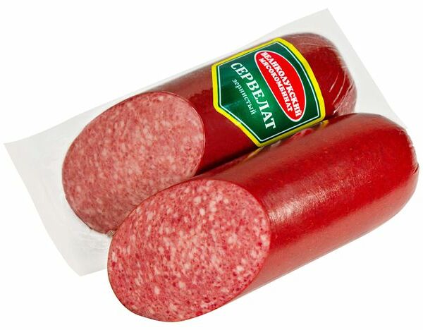 Сервелат варено-копченый Великолукский Мясокомбинат Зернистый, 400г