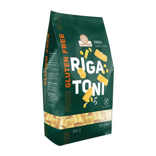 Макароны Здоровей из кукурузы и риса Rigatoni трубочки без глютена 300 г
