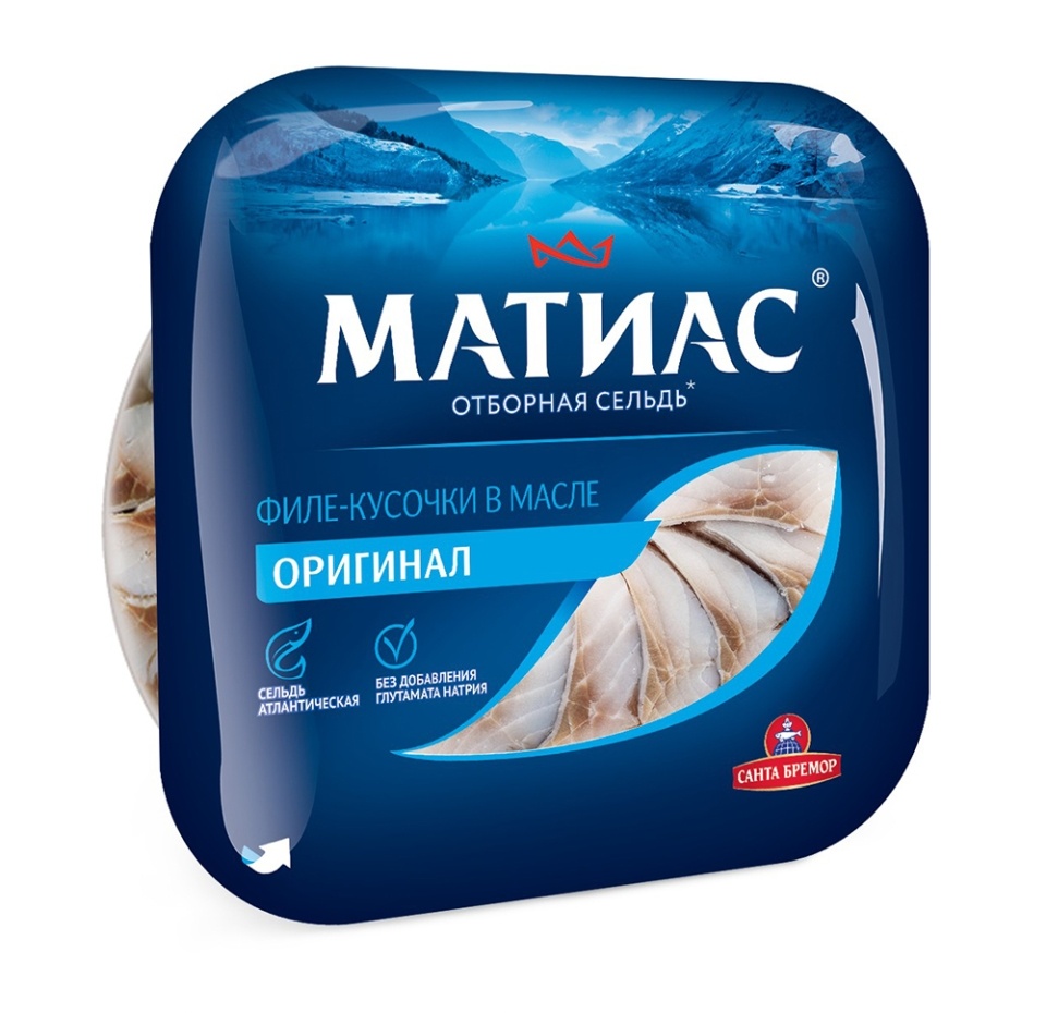 

Сельдь оригинал Матиас филе кусочки в масле 200 г