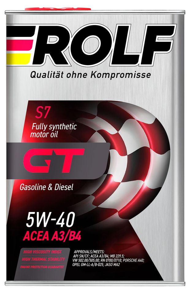 

Масло моторное ROLF GT SAE 5W-40 API SN/CF синтетическое