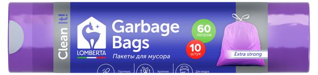 

Пакеты для мусора Lomberta с затяжкой 60 л 10 шт.