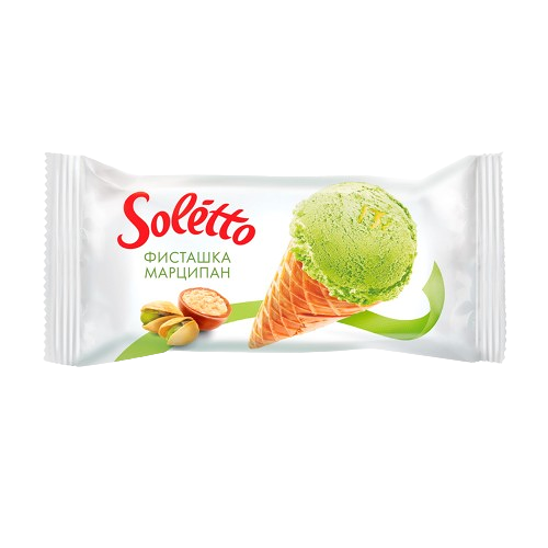 Мороженое SOLETTO фисташки-марципан с ар фисташек, нап с ар марципана и глаз вес 75г