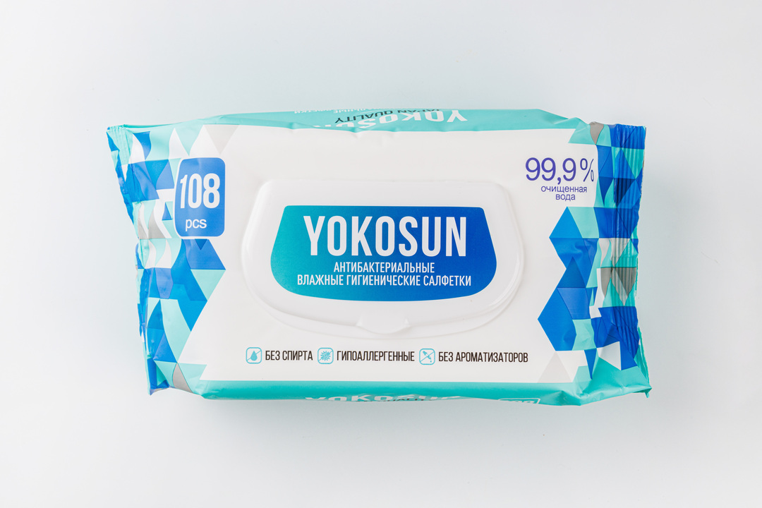 

Влажные салфетки YokoSun Антибактериальные, 108 шт.