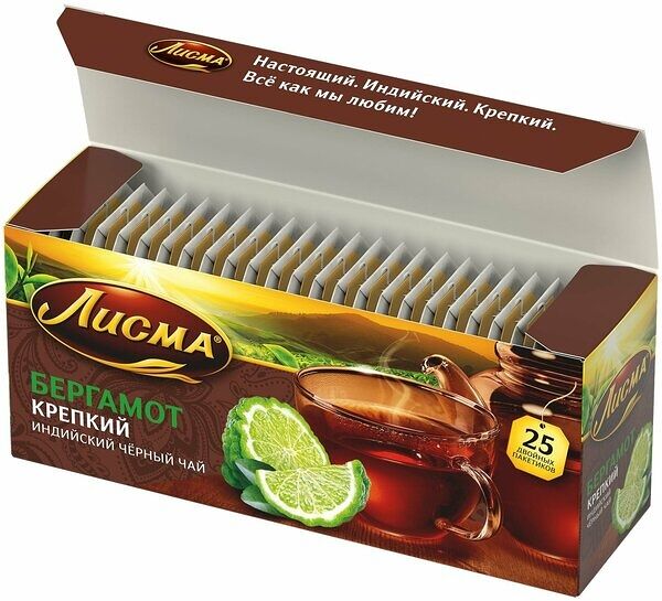 Чай черный Лисма Крепкий Бергамот, 25х1.5 г