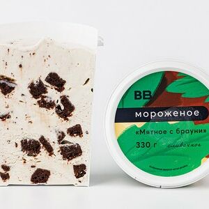Мороженое сливочное Мятное с Брауни