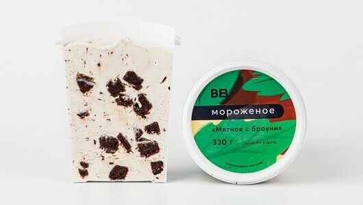 Мороженое сливочное Мятное с Брауни