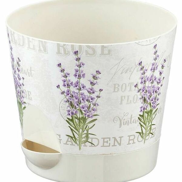 Кашпо Idea Ника Деко Лаванда с прикорневым поливом, 12 см, 0.8 л