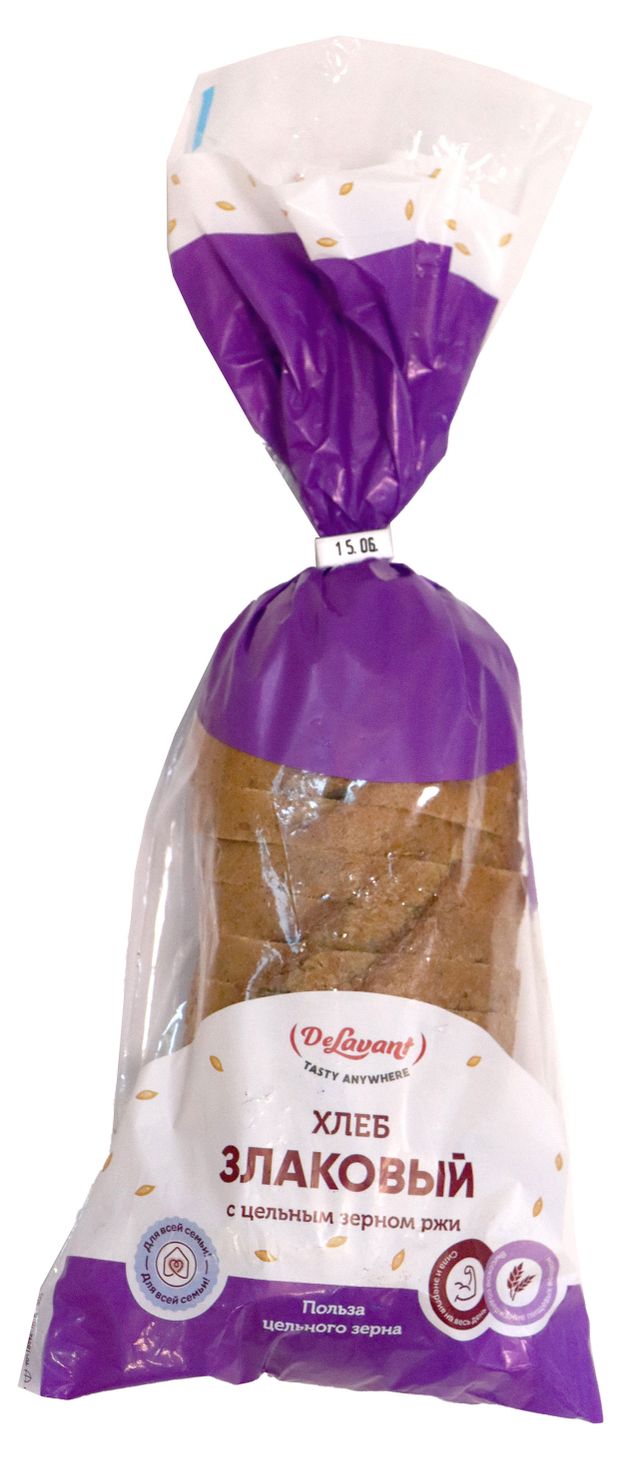 

Хлеб DeLavant Злаковый из пшеничной муки с цельным зерном ржи нарезанный в упаковке