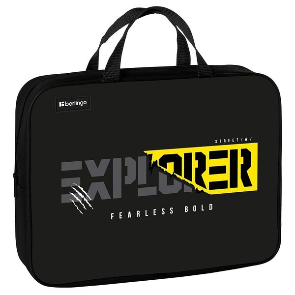 Папка текстильная с ручками Berlingo Explorer 1 отделение А4 на молнии, 350х265х80 мм