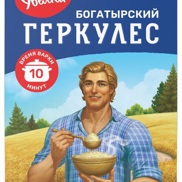 Хлопья овсяные Увелка Геркулес Богатырский 10 минут, 500 г