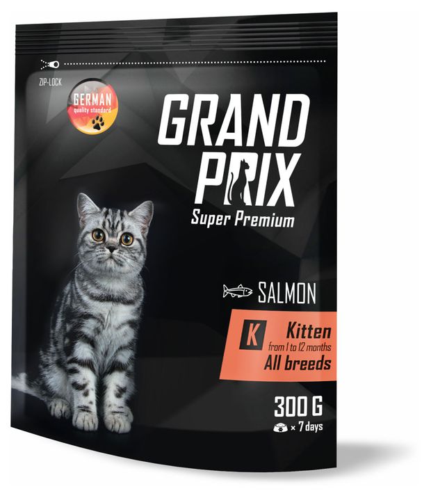 

Сухой корм для котят всех пород Grand Prix Kitten с лососем и рисом 300 г